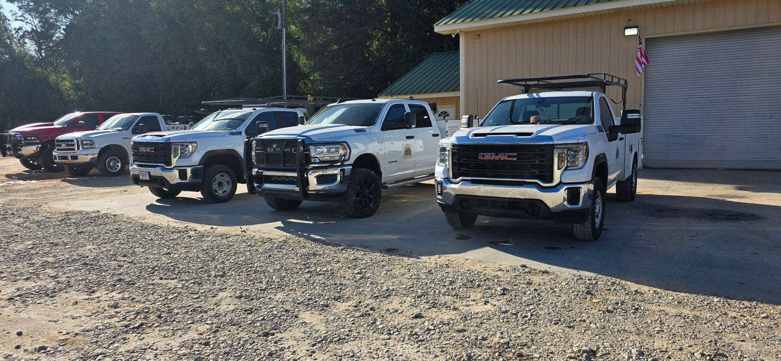SHD fleet of service trucks at the Opelika shop